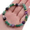 Bratara Agat verde si mov sfere cu elemente din Hematit auriu, 3-8mm, imagine 3