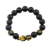 Bratara Feng Shui pe elastic cu Pi Yao, mantre si onix 12mm, imagine 2