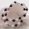Colier Agat mov, Goldstone albastru si Coral sfere cu bumbi argintii, 8mm, imagine 2