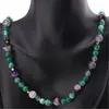 Colier Agat verde si mov sfere cu elemente din Hematit auriu, 3-8mm, imagine 3