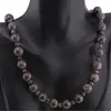 Set colier si bratara Obsidian fulg de nea maro sfere, 4-10mm, imagine 3