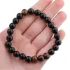 Bratara pe elastic Obsidian, Ochi de tigru si Ochi de taur, 8mm, imagine 4