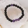 Bratara pe elastic Obsidian si Ametist, 8mm, imagine 3