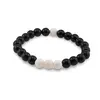 Bratara pe elastic Obsidian si Coral alb, 8mm, imagine 2