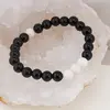 Bratara pe elastic Obsidian si Coral alb, 8mm, imagine 3