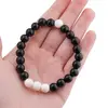 Bratara pe elastic Obsidian si Coral alb, 8mm, imagine 4