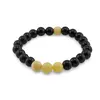 Bratara pe elastic Obsidian si Jad galben, 8mm, imagine 2