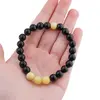 Bratara pe elastic Obsidian si Jad galben, 8mm, imagine 4
