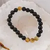 Bratara pe elastic Obsidian si Ochi de tigru galben, 8mm, imagine 3