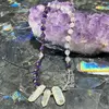 Colier asimetric Cristal de stanca, Ametist, Hematit auriu si Angel aura Cuart cu varf, imagine 7