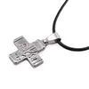 Colier cu pandantiv cruce argintie cu simbolul Alpha si Omega, 32mm, imagine 2