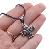 Colier cu pandantiv cruce argintie cu simbolul Alpha si Omega, 32mm, imagine 4