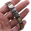 Bratara lata din piele ecologica cu material multicolor si cruci, imagine 3