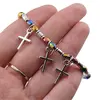 Bratara pe elastic cu Hematit electroplacat, elemente argintii si cruci charm, imagine 3