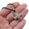 Colier cu pandantiv cruce argintie si auriu cu simbolul Alpha si Omega, 32mm, imagine 4