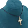 Colier cu pandantiv cruce aurie cu Iisus crucificat, 36mm, imagine 3