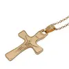 Colier cu pandantiv cruce aurie cu Iisus crucificat, 50mm, imagine 2