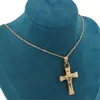 Colier cu pandantiv cruce aurie cu Iisus crucificat, 50mm, imagine 3