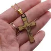 Colier cu pandantiv cruce aurie cu Iisus crucificat, 50mm, imagine 4
