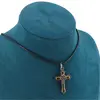 Colier cu pandantiv cruce pe trei straturi, 38mm, imagine 3