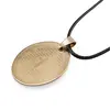 Colier cu pandantiv oval auriu cu rugaciune inscriptionata, 40mm, imagine 2