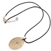 Colier cu pandantiv oval auriu cu rugaciune inscriptionata, 40mm