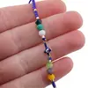 Bratara reglabila cu margele multicolore si cruce cu Ochi protector, snur albastru, imagine 3
