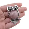 Brosa argintie model Bufnita cu Cuart roz, 55x35mm, imagine 3