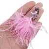 Brosa argintie, model paun cu pene roz si zirconii - 90mm, imagine 3