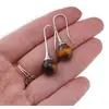 Cercei argintii cu agatatoare, Ochi de tigru sfere 10mm, imagine 3