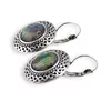 Cercei cu agatatoare Scoica Abalone in montura argintie - model rotund cu gravura infinit, 24mm, imagine 2