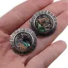 Cercei cu clipsuri Scoica Abalone in montura argintie - model rotund, 25mm, imagine 3