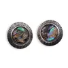 Cercei cu clipsuri Scoica Abalone in montura argintie - model rotund, 25mm