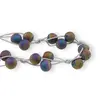 Colier confectionat manual pe snur cu Agat druzy electroplacat multicolor sfere, 8mm, imagine 2
