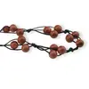 Colier confectionat manual pe snur cu Goldstone maro sfere, 8mm, imagine 2