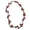 Colier confectionat manual pe snur cu Goldstone maro sfere, 8mm