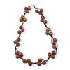 Colier confectionat manual pe snur cu Goldstone maro sfere fatetate, 9mm