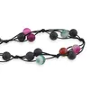 Colier confectionat manual pe snur cu Mix agate sfere mate, 8mm, imagine 2