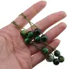 Colier confectionat manual pe snur cu Ochi de tigru verde sfere, 10mm, imagine 4