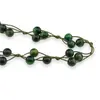 Colier confectionat manual pe snur cu Ochi de tigru verde sfere, 8mm, imagine 2