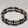 Bratara pentru protectie Ochi de tigru, Hematit si Obsidian negru sfere pe elastic, 6mm, imagine 3
