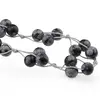 Colier confectionat manual pe snur cu Obsidian fulg de nea sfere, 10mm, imagine 2