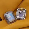 Cercei cu clipsuri Opalit in montura argintie - model dreptunghiular, 28mm, imagine 2