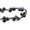 Colier confectionat manual pe snur cu Agat multicolor patat sfere fatetate, 10mm, imagine 2