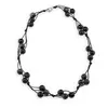 Colier confectionat manual pe snur cu Agat negru dantelat sfere fatetate, 8mm