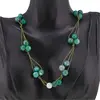Colier confectionat manual pe snur cu Agat verde dantelat sfere fatetate, 8mm, imagine 4