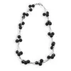 Colier confectionat manual pe snur cu Onix negru mat sfere, 8mm