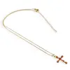 Colier din inox auriu si pandantiv Cruce rosie, 21mm