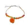 Bratara din fibre naturale cu margele colorate si accesoriu piersica, imagine 2