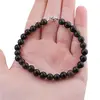 Bratara Obsidian negru auriu sfere 6mm, imagine 4